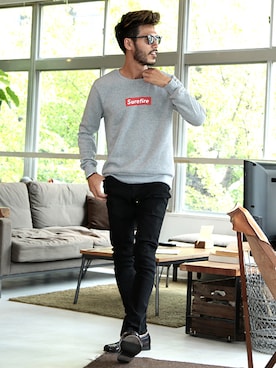 「jiggys shop（ジギーズショップ）のアイテム（スウェット）」を使った、JIGGYS SHOP PRESSさん（メンズ・180cm）の冬コーディネート