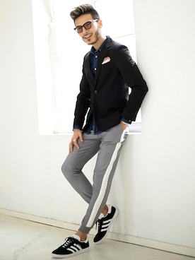 「jiggys shop（ジギーズショップ）のアイテム（テーラードジャケット）」を使った、JIGGYS SHOP PRESSさん（メンズ・180cm）の冬コーディネート