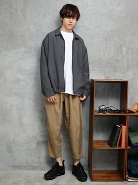 「バスクシャツ」｜「アイテム（ブルゾン）」を使った、JIGGYS SHOP PRESSさん（メンズ・180cm）の冬コーディネート