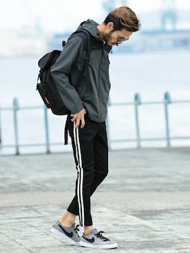 「jiggys shop（ジギーズショップ）のアイテム（チノパンツ）」を使った、JIGGYS SHOP PRESSさん（メンズ・180cm）の春コーディネート