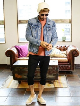 「jiggys shop（ジギーズショップ）のアイテム（チノパンツ）」を使った、JIGGYS SHOP PRESSさん（メンズ・180cm）の春コーディネート
