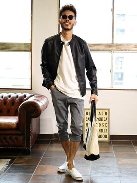 「jiggys shop（ジギーズショップ）のアイテム（チノパンツ）」を使った、JIGGYS SHOP PRESSさん（メンズ・180cm）の春コーディネート