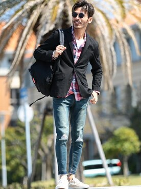 「jiggys shop（ジギーズショップ）のアイテム」を使った、JIGGYS SHOP PRESSさん（メンズ・180cm）の夏コーディネート