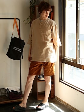 「NIIRUS（ニールス）のアイテム」を使った、JIGGYS SHOP PRESSさん（メンズ・180cm）の夏コーディネート