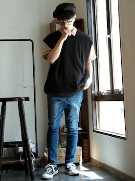 「NIIRUS（ニールス）のアイテム」を使った、JIGGYS SHOP PRESSさん（メンズ・178cm）の夏コーディネート