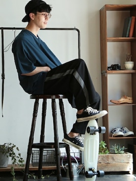 「NIIRUS（ニールス）のアイテム」を使った、JIGGYS SHOP PRESSさん（メンズ・178cm）の夏コーディネート