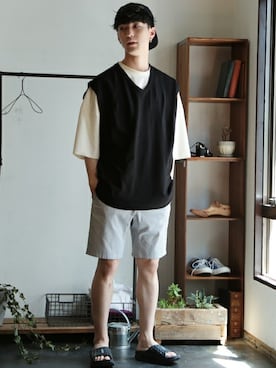 「NIIRUS（ニールス）のアイテム」を使った、JIGGYS SHOP PRESSさん（メンズ・178cm）の夏コーディネート