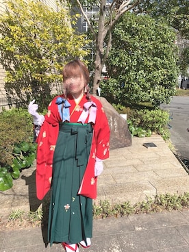 「袴」｜「アイテム（浴衣）」を使った、chachaさん（レディース・152cm）の春コーディネート