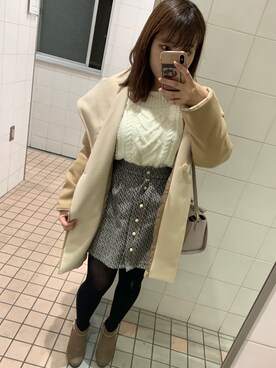 「AS KNOW AS PINKY（アズノゥアズピンキー）のアイテム（ノーカラージャケット）」を使った、chachaさん（レディース・152cm）の春コーディネート