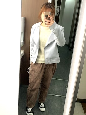 「AS KNOW AS PINKY（アズノゥアズピンキー）のアイテム（ライダースジャケット）」を使った、chachaさん（レディース・152cm）の春コーディネート