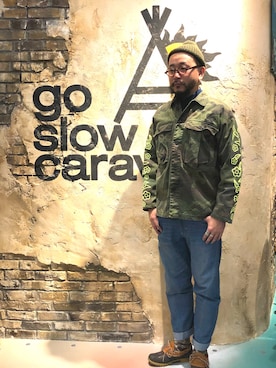 「goslowcaravan」｜「アイテム（ジャケット/アウター）」を使った、goslowcaravan  そうちゃんさん（メンズ・179cm）の冬コーディネート
