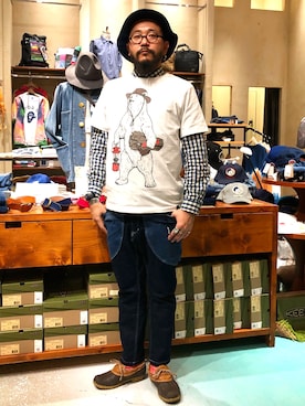 「アイテム（ブーツ）」を使った、goslowcaravan  そうちゃんさん（メンズ・179cm）の春コーディネート