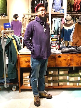 「アイテム（スウェット）」を使った、goslowcaravan  そうちゃんさん（メンズ・179cm）の秋コーディネート