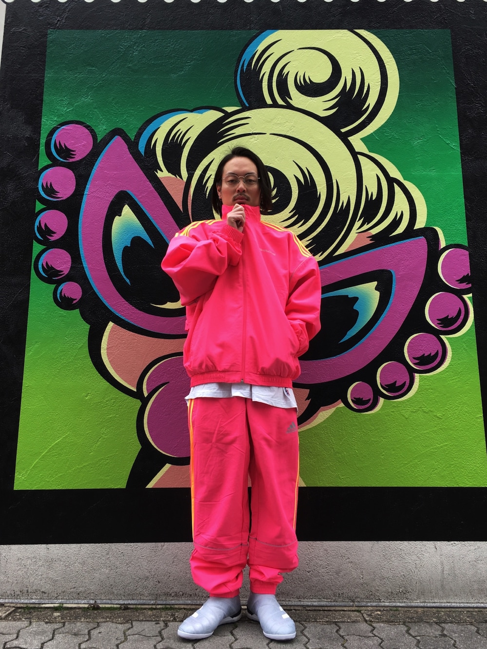 「gosharubchinskiy、Danke schon、WHITELAND BLACKBURN、LHP、LHP名古屋」｜「Gosha Rubchinskiyのアイテム（その他パンツ、ピンク系）」を使った、kazuya muraiさん（メンズ・168cm）の冬コーディネートの1枚目の写真