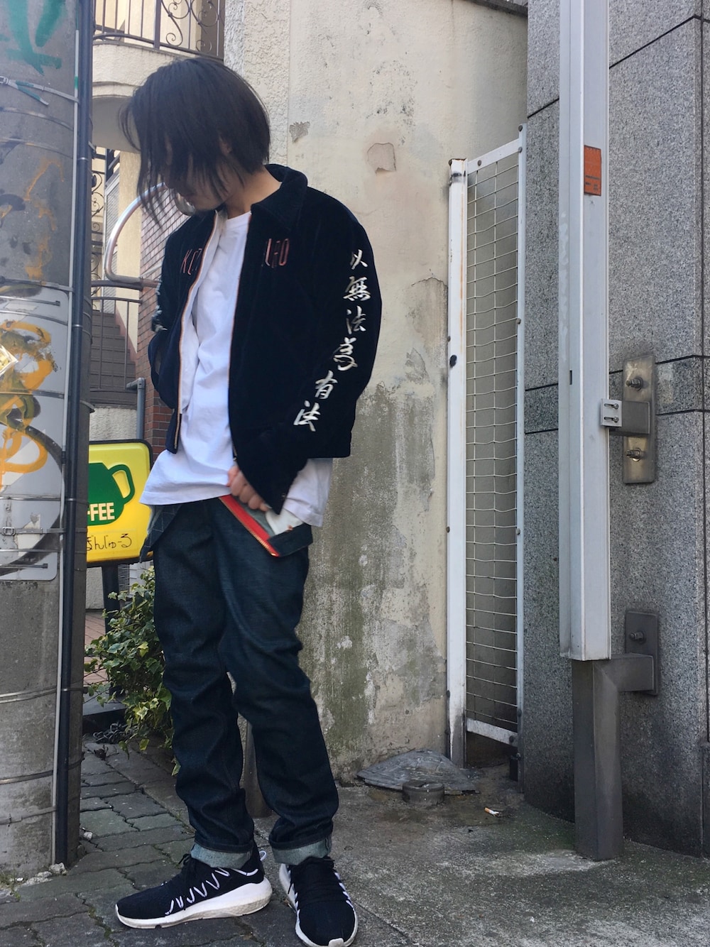 「Y-3、kozaburo、デニム、LHP、LHP名古屋」｜「KOZABUROのアイテム（ジャケット/アウター、ブルー系）」を使った、kazuya muraiさん（メンズ・168cm）の冬コーディネートの1枚目の写真