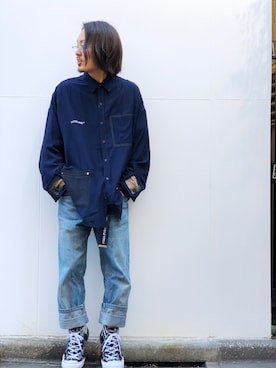 「JW Anderson（ジェイダブリューアンダーソン）のアイテム（シューズ）」を使った、kazuya muraiさん（メンズ・168cm）の秋コーディネート
