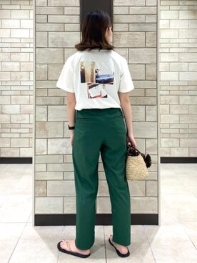 「coen（コーエン）のシーグラスミニかごバッグ（バスケット）（かごバッグ）」を使った、coen    あべさん（レディース・158cm）の夏コーディネート