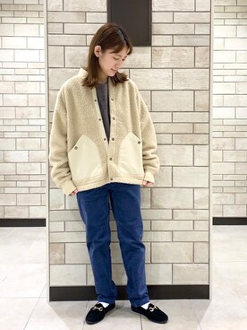 「ロゴ・コーエンベア」｜「アイテム（ジャケット/アウター）」を使った、coen    あべさん（レディース・158cm）の秋コーディネート