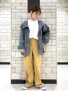 「アイテム（カーゴパンツ、イエロー系）」を使った、coen    あべさん（レディース・159cm）の春コーディネート