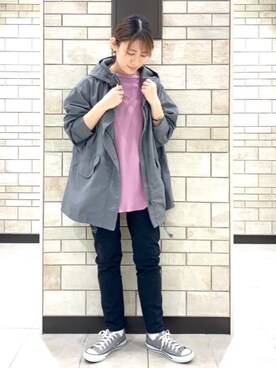 「機能性素材」｜「アイテム（マウンテンパーカー）」を使った、coen    あべさん（レディース・159cm）の春コーディネート