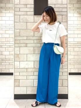 「USAコットン」｜「アイテム（スラックス）」を使った、coen    あべさん（レディース・159cm）の夏コーディネート