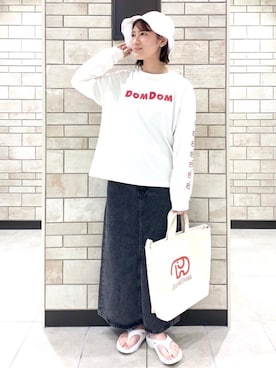 「アイテム（デニムスカート、グレー系）」を使った、coen    あべさん（レディース・159cm）の夏コーディネート