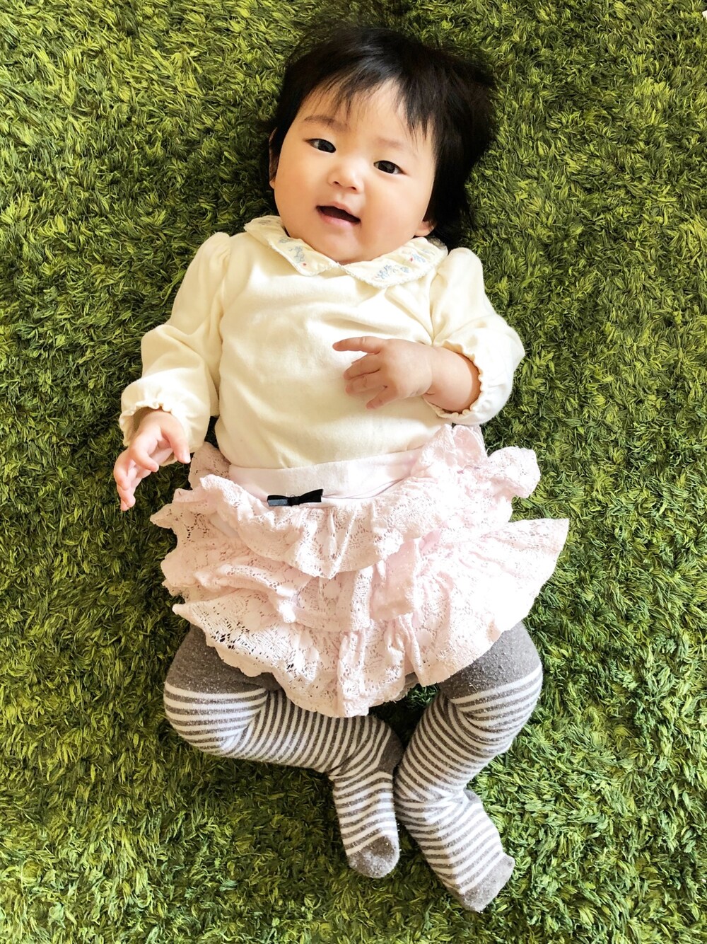 「女の子、三兄妹、生後８ヶ月、8ヶ月、おしゃれさんと繋がりたい」｜「GYMBOREEのアイテム（シャツ/ブラウス、ホワイト系）」を使った、3kids_codeさん（キッズ・70cm）の冬コーディネートの1枚目の写真