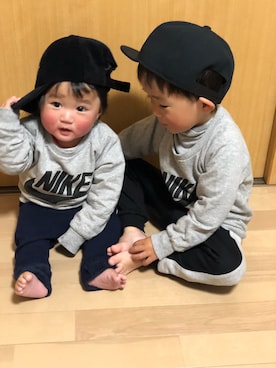 「FILA（フィラ）のアイテム（パンツ）」を使った、аотмайさん（キッズ・70cm）の冬コーディネート