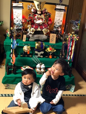 「abcd（ナシ）のアイテム（その他）」を使った、аотмайさん（キッズ・70cm）の春コーディネート