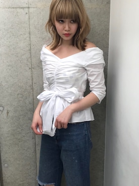 「ZARA（ザラ）のアイテム（シャツ/ブラウス、ホワイト系）」を使った、yuiさん（レディース・167cm）の春コーディネート