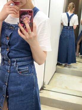 「DIESEL（ディーゼル）の00SHE5084SD（ワンピース、ブルー系）」を使った、yuiさん（レディース・167cm）の春コーディネート