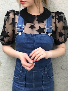 「EDIT. FOR LULU（エディットフォールル）のabc デニムオールインワン6◆（サロペット/オーバーオール、ブルー系）」を使った、yuiさん（レディース・167cm）の春コーディネート