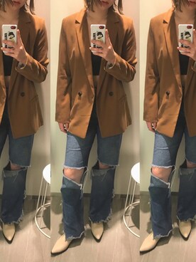 「MOUSSY（マウジー）のCOWBOY BOOTS（ブーツ、ホワイト系）」を使った、yuiさん（レディース・167cm）の春コーディネート