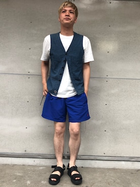 「金髪」｜きぬもとさん（メンズ・173cm・20代）の夏コーディネート