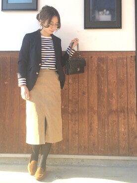 「Deuxieme Classe（ドゥーズィエムクラス）のPARISIENNE◆（Tシャツ/カットソー）」を使った、shihoさん（レディース・155cm）の冬コーディネート