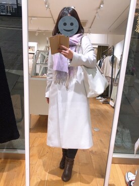 「MK MICHEL KLEIN（エムケーミッシェルクラン）のアイテム（ノーカラーコート）」を使った、gonge_of_krgmさん（レディース・153cm）の冬コーディネート