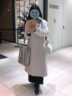 「MK MICHEL KLEIN（エムケーミッシェルクラン）のアイテム（ノーカラーコート）」を使った、gonge_of_krgmさん（レディース・153cm）の冬コーディネート