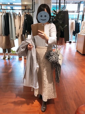 「MK MICHEL KLEIN（エムケーミッシェルクラン）のアイテム（ノーカラーコート）」を使った、gonge_of_krgmさん（レディース・153cm）の冬コーディネート