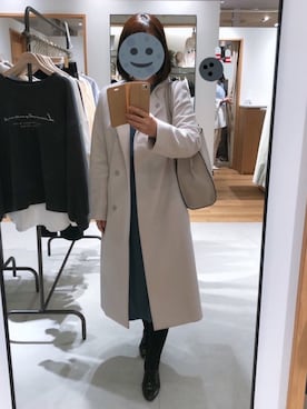 「MK MICHEL KLEIN（エムケーミッシェルクラン）のアイテム（ノーカラーコート）」を使った、gonge_of_krgmさん（レディース・153cm）の冬コーディネート
