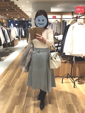 「MK MICHEL KLEIN（エムケーミッシェルクラン）のアイテム（ノーカラーコート）」を使った、gonge_of_krgmさん（レディース・153cm）の春コーディネート