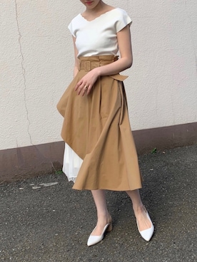 「スカラップ」｜「アイテム（パンプス）」を使った、藤井さん（レディース・166cm）の春コーディネート