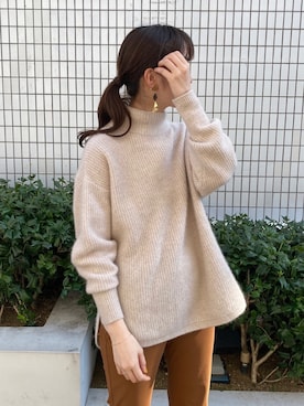 「ボリュームニット」｜「アイテム（アクセサリー）」を使った、藤井さん（レディース・166cm）の秋コーディネート