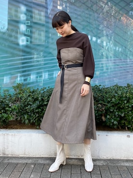 「アイテム（ワンピース、その他）」を使った、藤井さん（レディース・166cm）の冬コーディネート