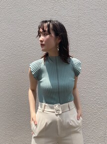 ピンタックリブノースリーブニットプルオーバー｜ラグナムーン