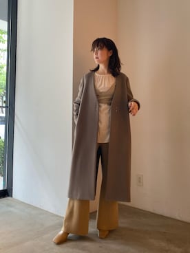 「アイテム（その他アウター、ブラウン系）」を使った、藤井さん（レディース・166cm）の夏コーディネート