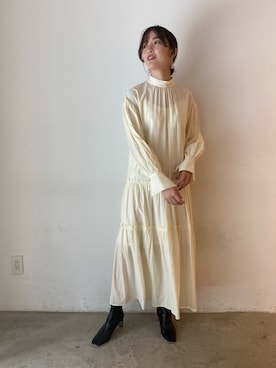 「春ワンピ」｜「アイテム（アクセサリー）」を使った、藤井さん（レディース・166cm）の秋コーディネート