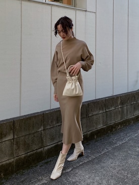 「手洗いＯＫ」｜藤井さん（レディース・166cm）の冬コーディネート