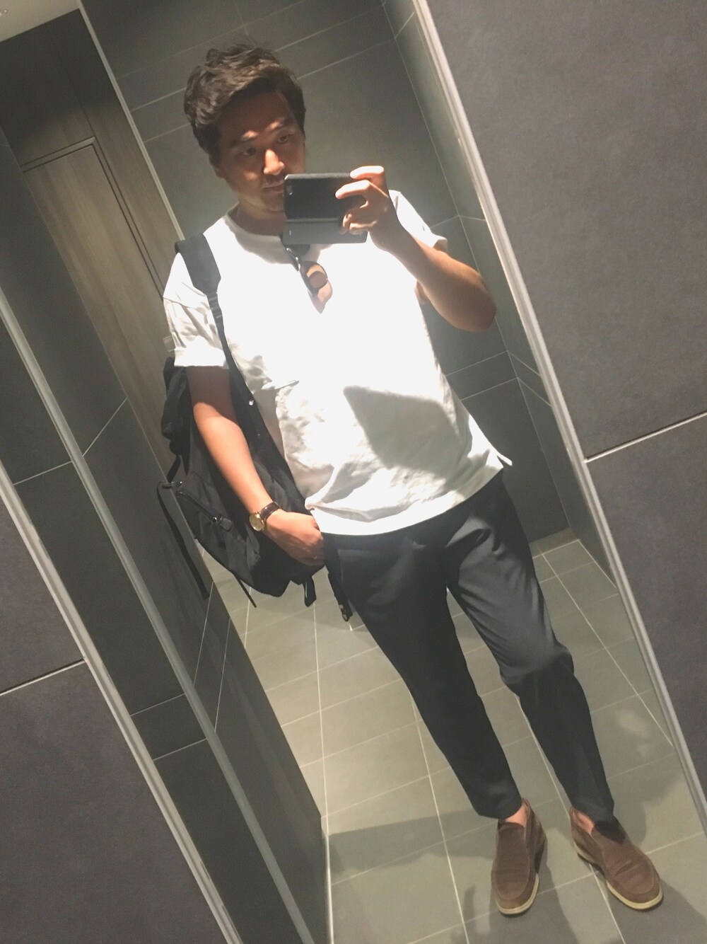 「Morris & Sonsのアイテム（Tシャツ/カットソー、ホワイト系）」を使った、nuzzo13nuzzoさん（メンズ・181cm）の秋コーディネートの1枚目の写真