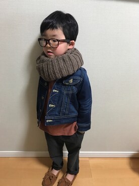 「CIAOPANIC TYPY（チャオパニックティピー）のアイテム（デニムジャケット）」を使った、Kiii☆Soooさん（キッズ・100cm）の冬コーディネート