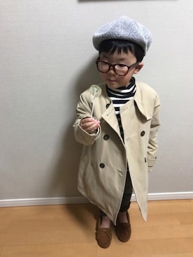 「CIAOPANIC TYPY（チャオパニックティピー）のアイテム（トレンチコート）」を使った、Kiii☆Soooさん（キッズ・100cm）の冬コーディネート
